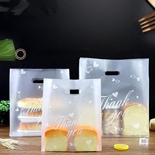 50pcs Merchandise Shopping Bags With Handle Plastic Packaging Bags For Clothes New Materiat Tote Bag Takeaway Salad Packing Bag (50pcs,M 25x30cm)