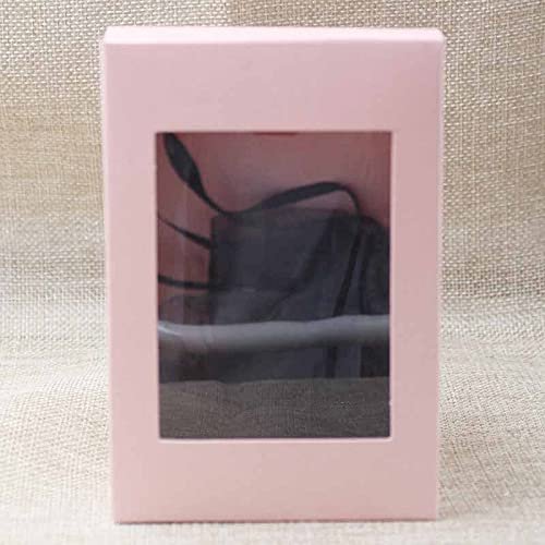 Crysdaralovebi 20/50Pcs Multi Color Paper Gift Package&Display Box with Clear PVC Window Wedding Candy Boxes Kraft Paper Gift Packaging Boxes (Pink,50pcs)