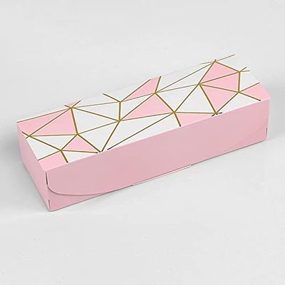 Crysdaralovebi 20pcs Rectangular Marbling Cardboard Gift Box Black Plume Paper Packaging Boxes Chirstmas Thank You Cake Chocolate Paper Boxes (Geometry,21.5x7x5cm)
