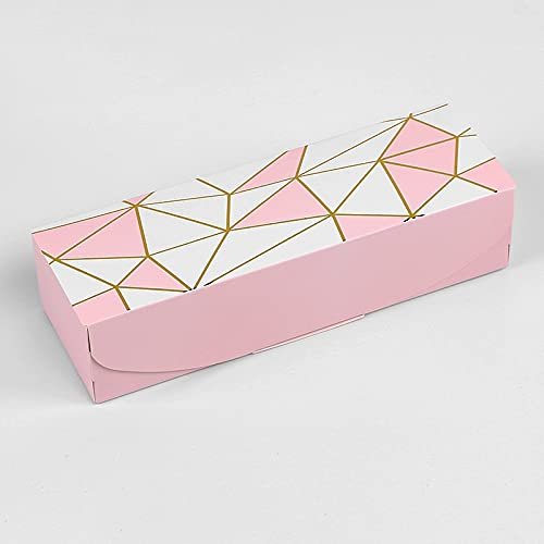 Crysdaralovebi 20pcs Rectangular Marbling Cardboard Gift Box Black Plume Paper Packaging Boxes Chirstmas Thank You Cake Chocolate Paper Boxes (Geometry,21.5x7x5cm)