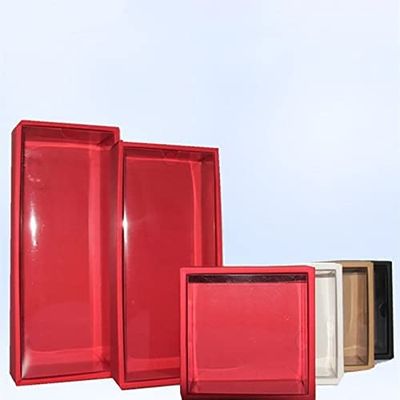 Crysdaralovebi 10Pcs White Kraft Paper Gift Box with Transparent PVC Window Black Cake Boxes Red Wedding Cookie Candy Packaging Boxes (black,10x10x2.5cm)