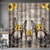 Aimego Donkey Sunflower Shower Curtain Farm Animal with Sunflower Wooden Rustic Country Farmhouse Shower Curtain Set with 12 Hooks for Bathroom Decor Accessories Bathtub Curtain, 72"x72" view 1