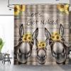 Aimego Donkey Sunflower Shower Curtain Farm Animal with Sunflower Wooden Rustic Country Farmhouse Shower Curtain Set with 12 Hooks for Bathroom Decor Accessories Bathtub Curtain, 72"x72" view 2