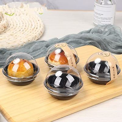 100Sets Clear Transparent Moon Cake Cupcake Packaging Box Christmas Wedding Party Cake Package Egg-Yolk Puff Container (100pcs)
