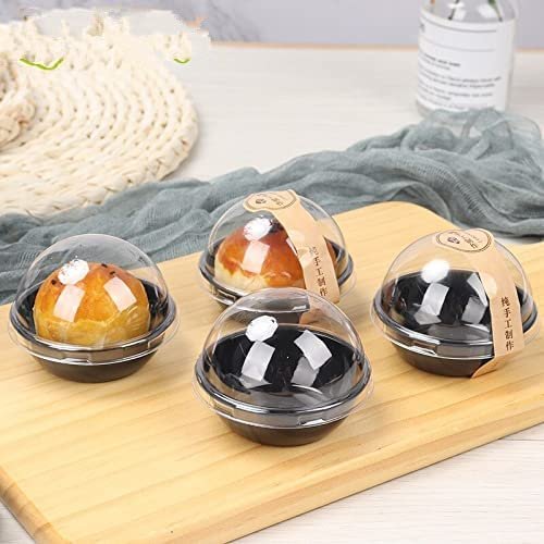 100Sets Clear Transparent Moon Cake Cupcake Packaging Box Christmas Wedding Party Cake Package Egg-Yolk Puff Container (100pcs)