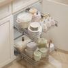 DINDON 2 Tier Pull Out Cabinet Organizer (17" W X 21" D), Double Tier Wire Basket Slide Out Shelf Storage for Kitchen Base Cabinet, Chrome Finish view 2
