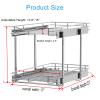 DINDON 2 Tier Pull Out Cabinet Organizer (17" W X 21" D), Double Tier Wire Basket Slide Out Shelf Storage for Kitchen Base Cabinet, Chrome Finish view 3