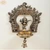 Exotic India 12" Brass Dancing Ganesha Frame Diya with Bell | Handmade - Brass view 1