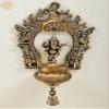 Exotic India 12" Brass Dancing Ganesha Frame Diya with Bell | Handmade - Brass view 2
