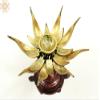 5" Decorative Lotus Candle Stand | Handmade - Brass view 2