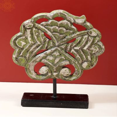 Exotic India 10" Wooden Table Decor | Handmade - Wood with Iron