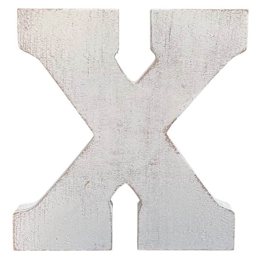 ABELOTS Large Wood Letter Distressed White Wash Alphabet Wall Dcor Monogram Letter Alphabet Letters Free Standing Letters Wall Letters (X)