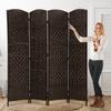 6 FT Room Divider Folding Privacy Screen Portable 4 Panel Dividers Wall Hand Craft Mesh Woven Freestanding Partition Screens for Office Patio (Brown) view 1