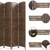 6 FT Room Divider Folding Privacy Screen Portable 4 Panel Dividers Wall Hand Craft Mesh Woven Freestanding Partition Screens for Office Patio (Brown) view 3