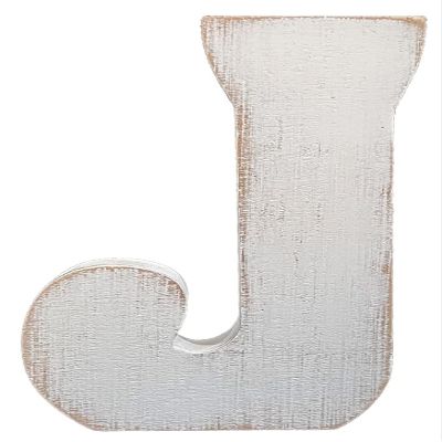 ABELOTS Large Distressed White Wash Alphabet Wall Decor Monogram Letter (J)