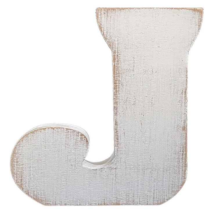 ABELOTS Large Distressed White Wash Alphabet Wall Decor Monogram Letter (J)