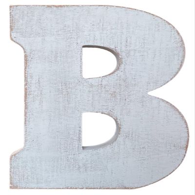 ABELOTS Large Wood Letter Distressed White Wash Alphabet Wall Dcor Monogram Letter Alphabet Letters Free Standing Letters Wall Letters (B)