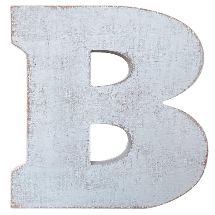 ABELOTS Large Wood Letter Distressed White Wash Alphabet Wall Dcor Monogram Letter Alphabet Letters Free Standing Letters Wall Letters (B)