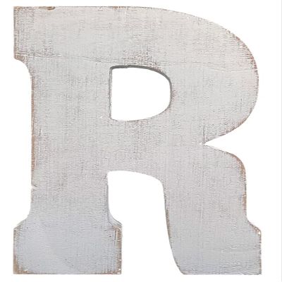 ABELOTS Large Wood Letter Distressed White Wash Alphabet Wall Dcor Monogram Letter Alphabet Letters Free Standing Letters Wall Letters(R)
