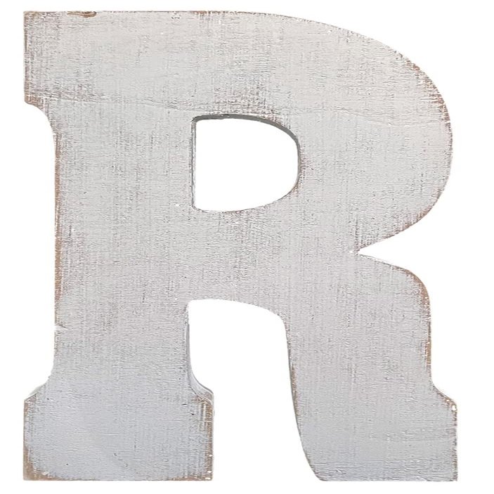 ABELOTS Large Wood Letter Distressed White Wash Alphabet Wall Dcor Monogram Letter Alphabet Letters Free Standing Letters Wall Letters(R)