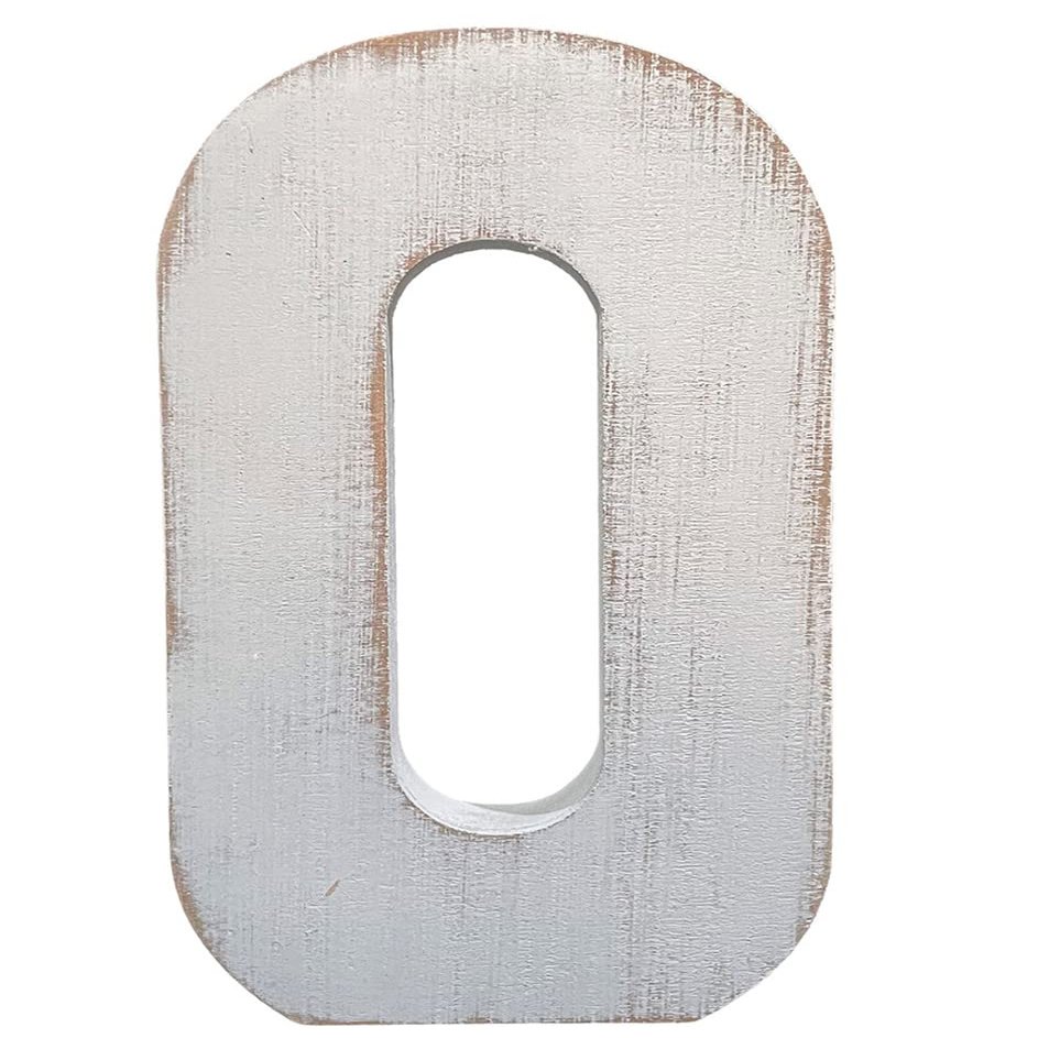 ABELOTS Large Wood Letter Distressed White Wash Alphabet Wall Dcor Monogram Letter Alphabet Letters Free Standing Letters Wall Letters (O)