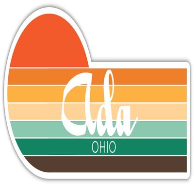 Ada Ohio 2 X 1.25-Inch Vinyl Decal Stiker Retro Sunset Design