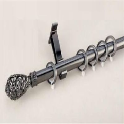 Heavy Duty Aluminum Curtain Rod 1" Diameter Custom Made Length from 5 to 80" Holds up to 25 lbs. Single or double brackets. Pearl Black color (Double brackets, 24 Inches)