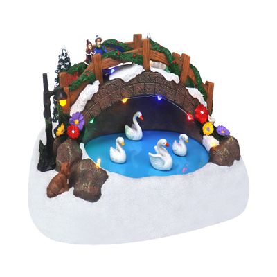 Swimming Swans Christmas Village - Swans Family Pre-lit Musical Snow Village - Perfect Addition to Your Christmas Indoor Decorations & Holiday Displays - A Thoughtful Gift for your Loved Ones