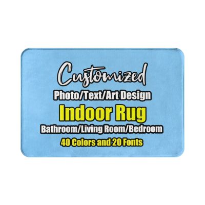 Customzied Bath Rugs with Photo Text Picture, Personalized Flannel Rug Indoor for Home, Bedroom, Bathroom, Kitchen, Custom Floor Mat Decor Rug Water Absorption Lightskyblue 23.6 x 15.7 inch