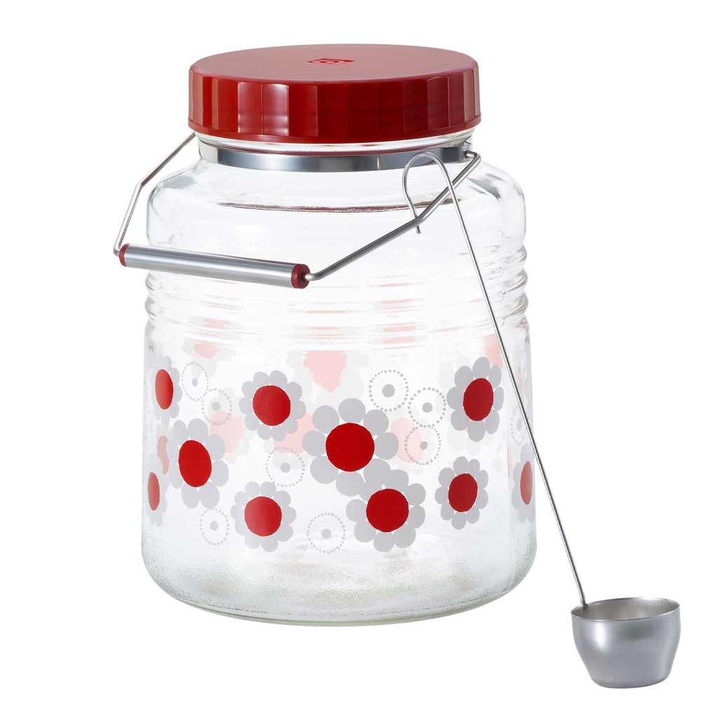 ADERIA 6149 Retro Storage Bottle, 1.9 gal (3 L), Flower Turner, Made in Japan, Showa Retro Glass Canister, Sealed Container, Condiment, Bottle, Airtight, Coffee Beans