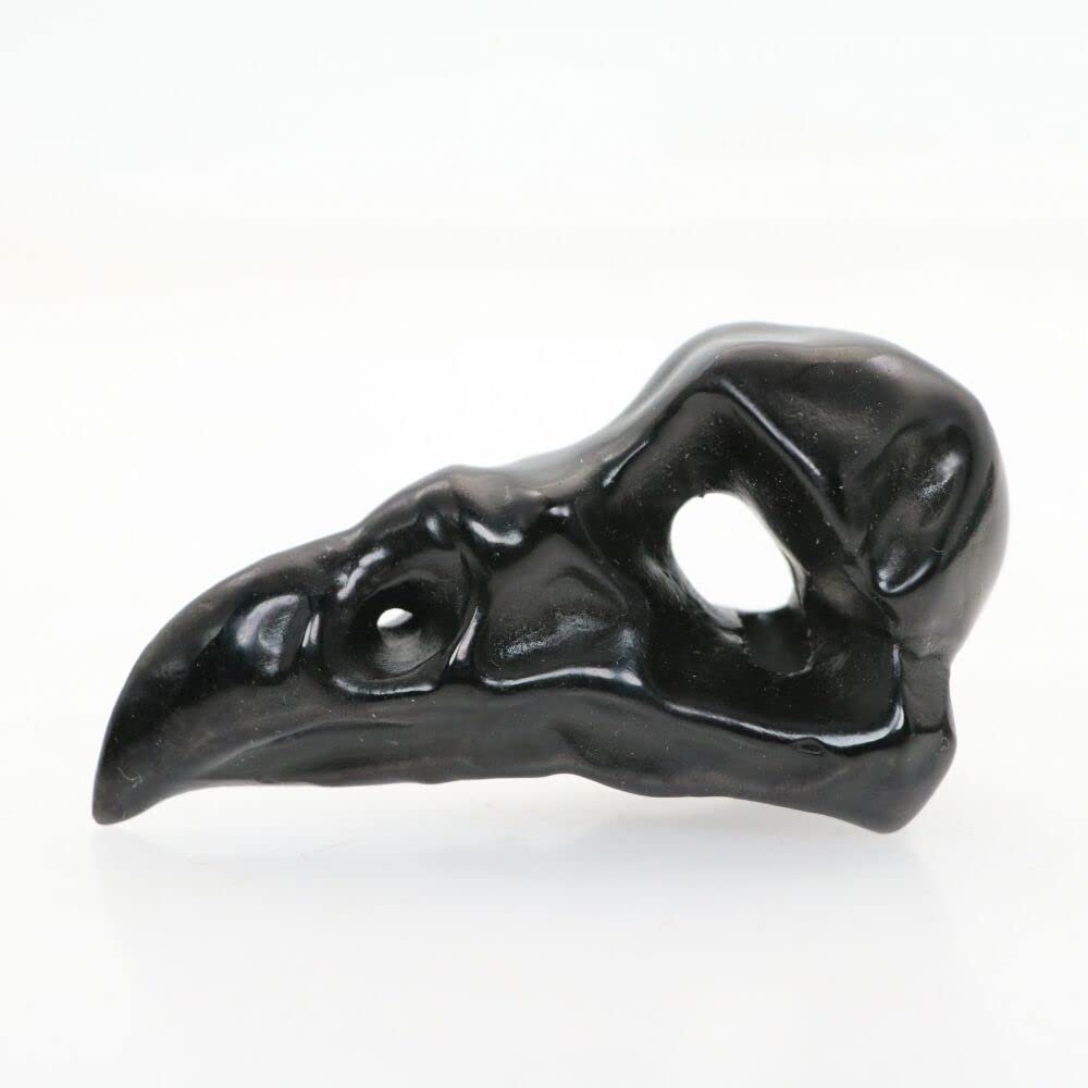 1pc 3" Natural Obsidian Stone Carved Eagle Skull Pendant Crystal Skull Crystal Healing Realistic Energy Reiki Gemstone Collectible Figurine