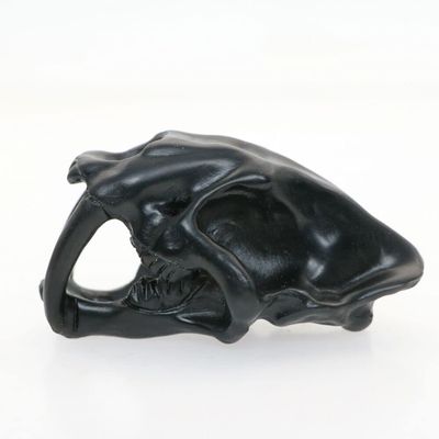 1pc 3" Obsidian Stone Carved Saber-Toothed Tiger Crystal Skull Crystal Healing Realistic Energy Reiki Gemstone Collectible Figurine