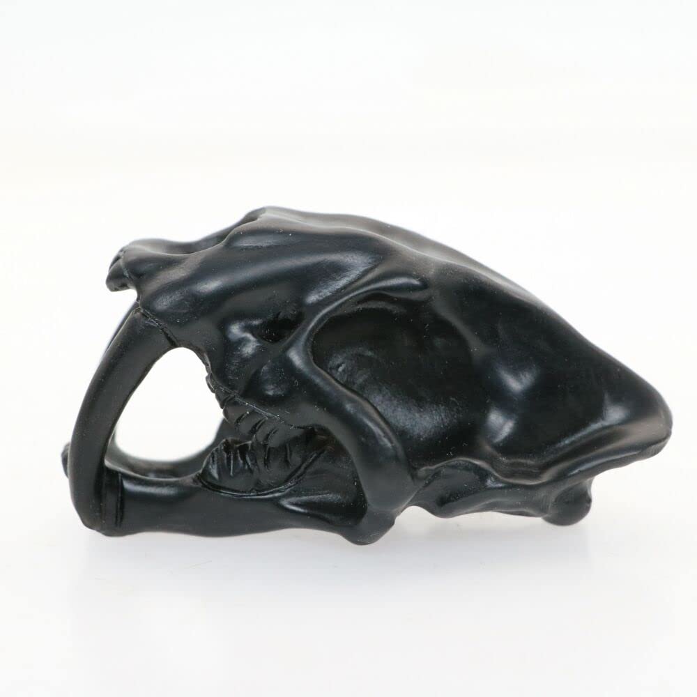 1pc 3" Obsidian Stone Carved Saber-Toothed Tiger Crystal Skull Crystal Healing Realistic Energy Reiki Gemstone Collectible Figurine