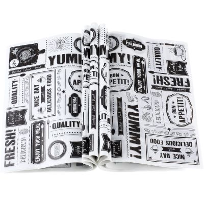 Chinco 300 Pieces Newsprint Wax Paper Sheets Newspaper Theme Food Wrap Paper Grease Resistant Tray Liners Waterproof Wrapping Tissue Food Picnic for Kitchen Baking Hamburger (White Background)