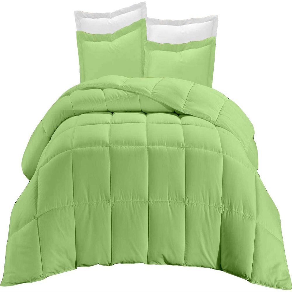 3 PC All Season Premium Solid Comforter Set, Oversized King -Moss Solid Lightweight Washable Bedding Quilted Set, 100% Egyptian Cotton Soft Down Alternative Comforter Set 500 GSM Fill Power