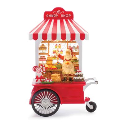 Melrose International LED Snow Globe Santa's Candy Stand 10.75" H