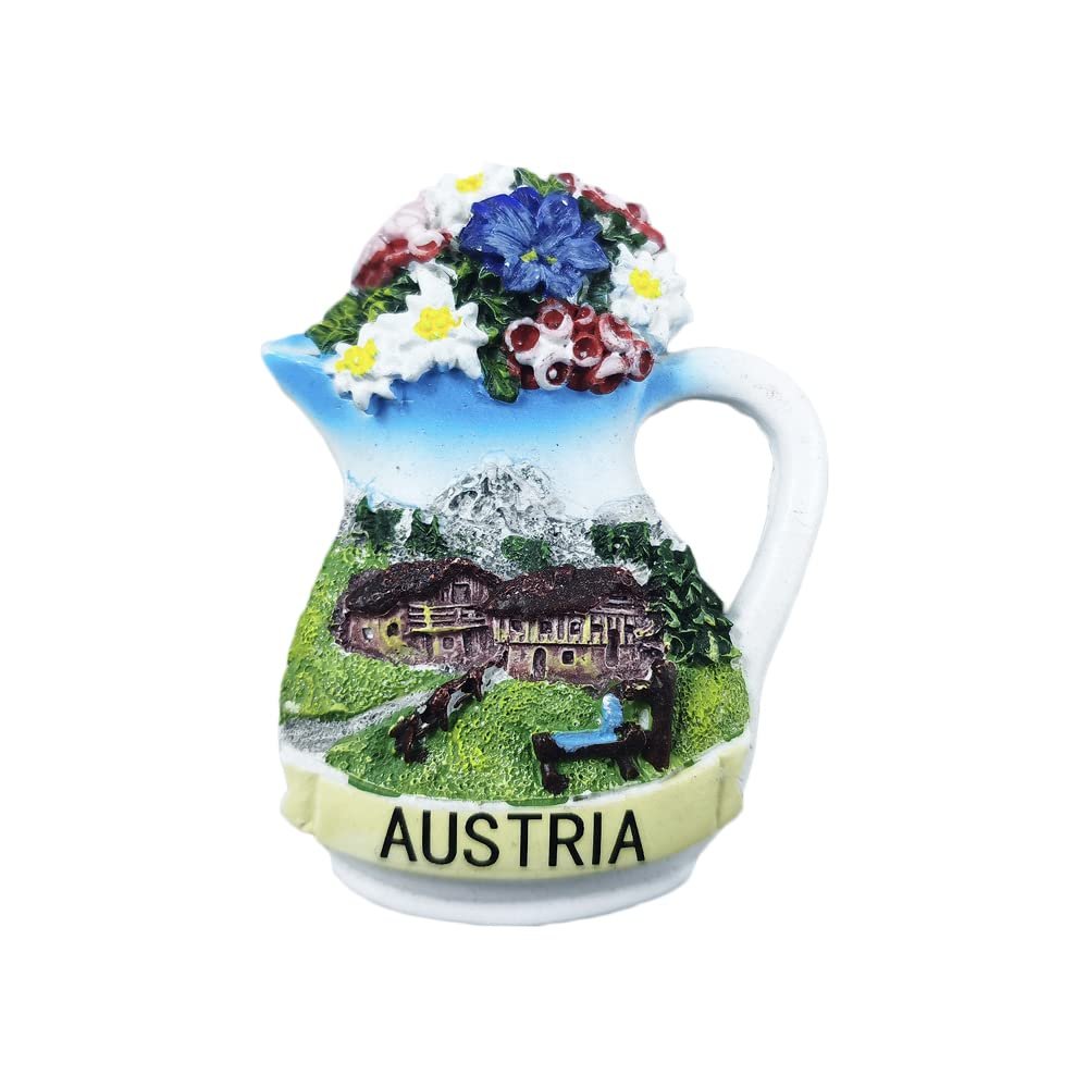 Austria 3D Vase Flowers Fridge Magnet Souvenir Gift,Resin Handmade Austria Refrigerator Magnet Home & Kitchen Decoration Collection