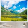 CORFOTO Mountain Nature Tapestry Wall Hanging Blue Sky Green Trees Forest Lake Nature Tapestries for Bedroom Aesthetic Living Room Dorm Decor Home Decorations Wallpaper 80Wx60H inches Fabric view 1