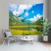 CORFOTO Mountain Nature Tapestry Wall Hanging Blue Sky Green Trees Forest Lake Nature Tapestries for Bedroom Aesthetic Living Room Dorm Decor Home Decorations Wallpaper 80Wx60H inches Fabric view 2