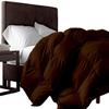 1 Piece Baffle-Box Stitched Comforter, Oversized King -Brown Cotton Quilted Duvet Insert 500 GSM with 4 Corner Tabs Goose Down Lightweight Single Comforter for Bedding view 4