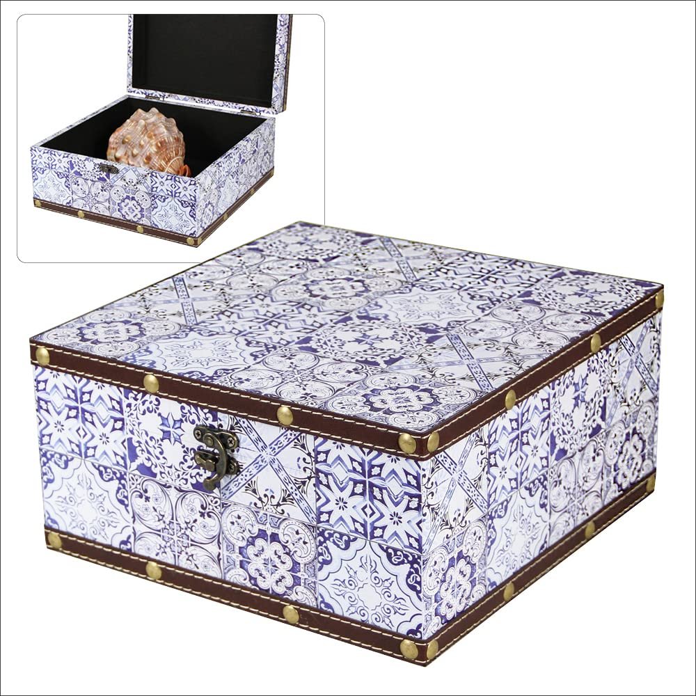 SAFE Treasure Chest Wedding Motif Moorish Wooden Chest Children's Gift Box Antique Wooden Box Wedding Gifts for Bride and Groom Money Gifts (Medium)