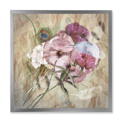 DesignQ Iris Bouquet Floral Design Traditional Framed Wall Art