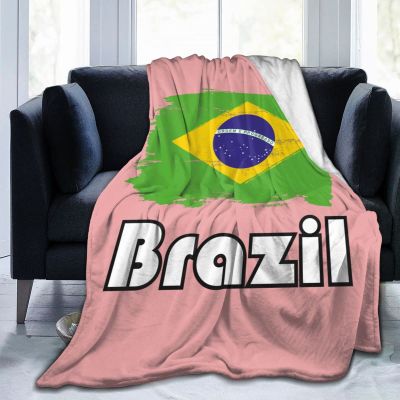 AHMOVOMAH Brazil Flag Fleece Blanket Bed Linen Sofa Blankets Throw Size 50"X40" for Yoga Mats Pillow Case
