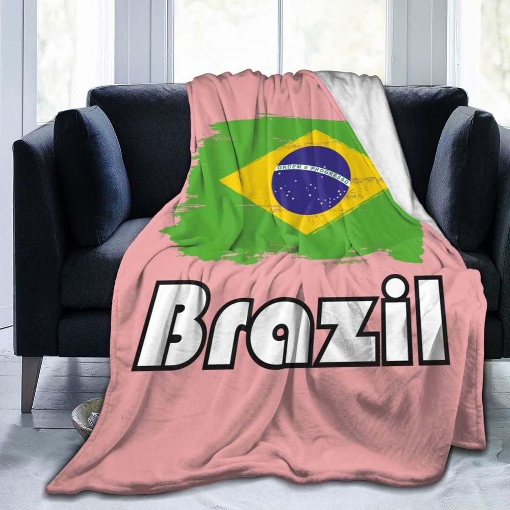 AHMOVOMAH Brazil Flag Fleece Blanket Bed Linen Sofa Blankets Throw Size 50"X40" for Yoga Mats Pillow Case