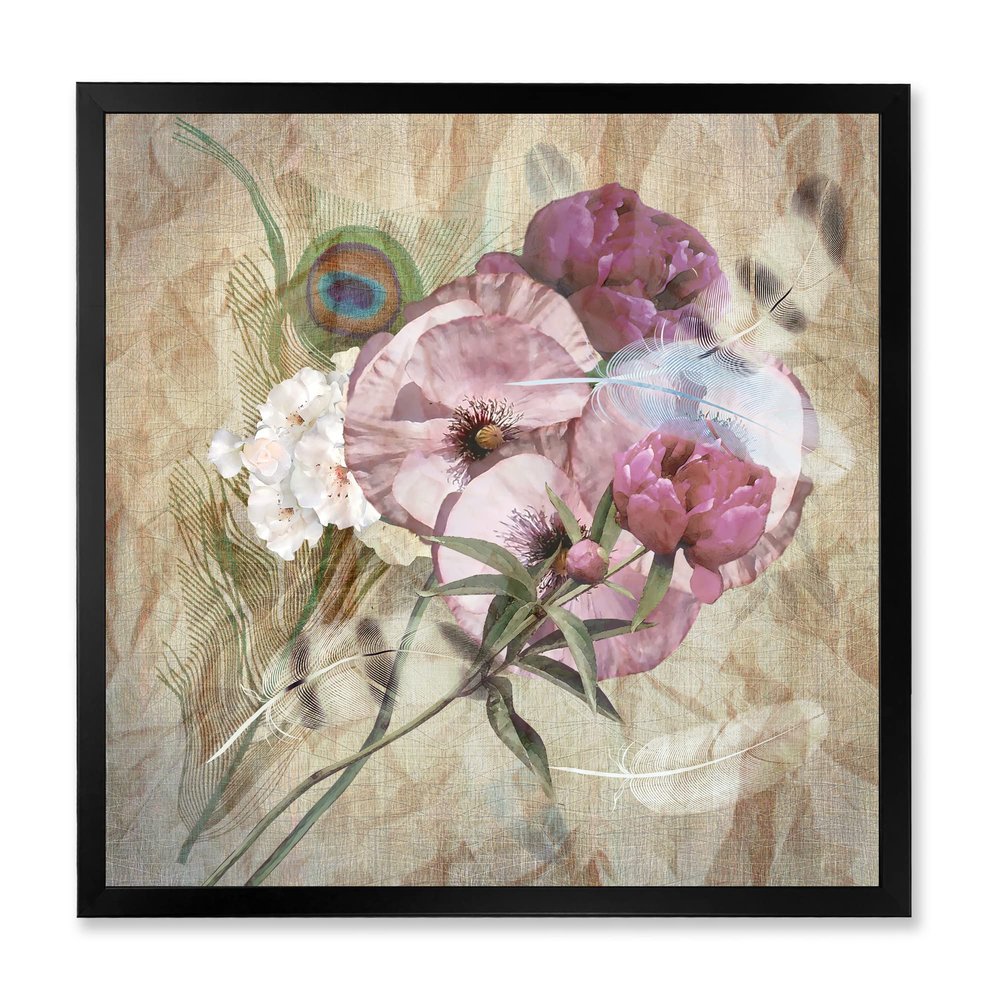 DesignQ Iris Bouquet Floral Design Traditional Framed Wall Art