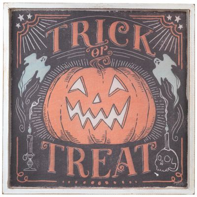 18.75" Trick or Treat Jack O Lantern Halloween Wall Sign