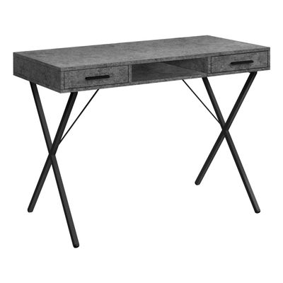 Monarch Specialties I 7795 Computer Desk, Home Office, Laptop, Left, Right Set-up, Storage Drawers, 42" L, Work, Metal, Laminate, Grey, Black, Contemporary