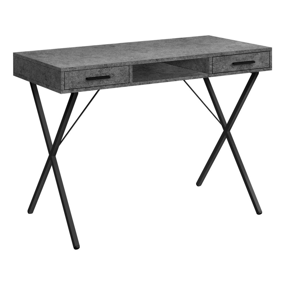Monarch Specialties I 7795 Computer Desk, Home Office, Laptop, Left, Right Set-up, Storage Drawers, 42" L, Work, Metal, Laminate, Grey, Black, Contemporary