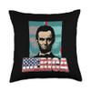4th Of Juli President Abraham Lincoln Merica Flag Pop Art Throw Pillow view 1