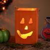 8" Large Orange Wood Jack O Lantern Halloween Candle Lantern view 2